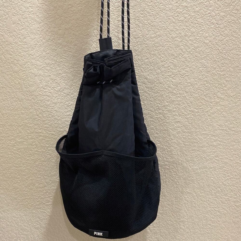 Pink Womens Black Drawstring bag